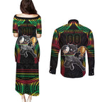 Custom Panthers Champion Grand Final 2024 Couples Matching Puletasi and Long Sleeve Button Shirt With Polynesian Style