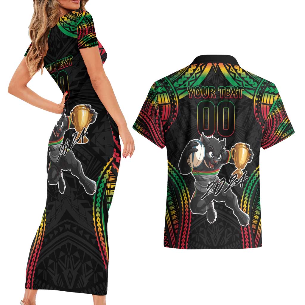 Custom Panthers Champion Grand Final 2024 Couples Matching Short Sleeve Bodycon Dress and Hawaiian Shirt With Polynesian Style