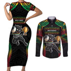 Custom Panthers Champion Grand Final 2024 Couples Matching Short Sleeve Bodycon Dress and Long Sleeve Button Shirt With Polynesian Style
