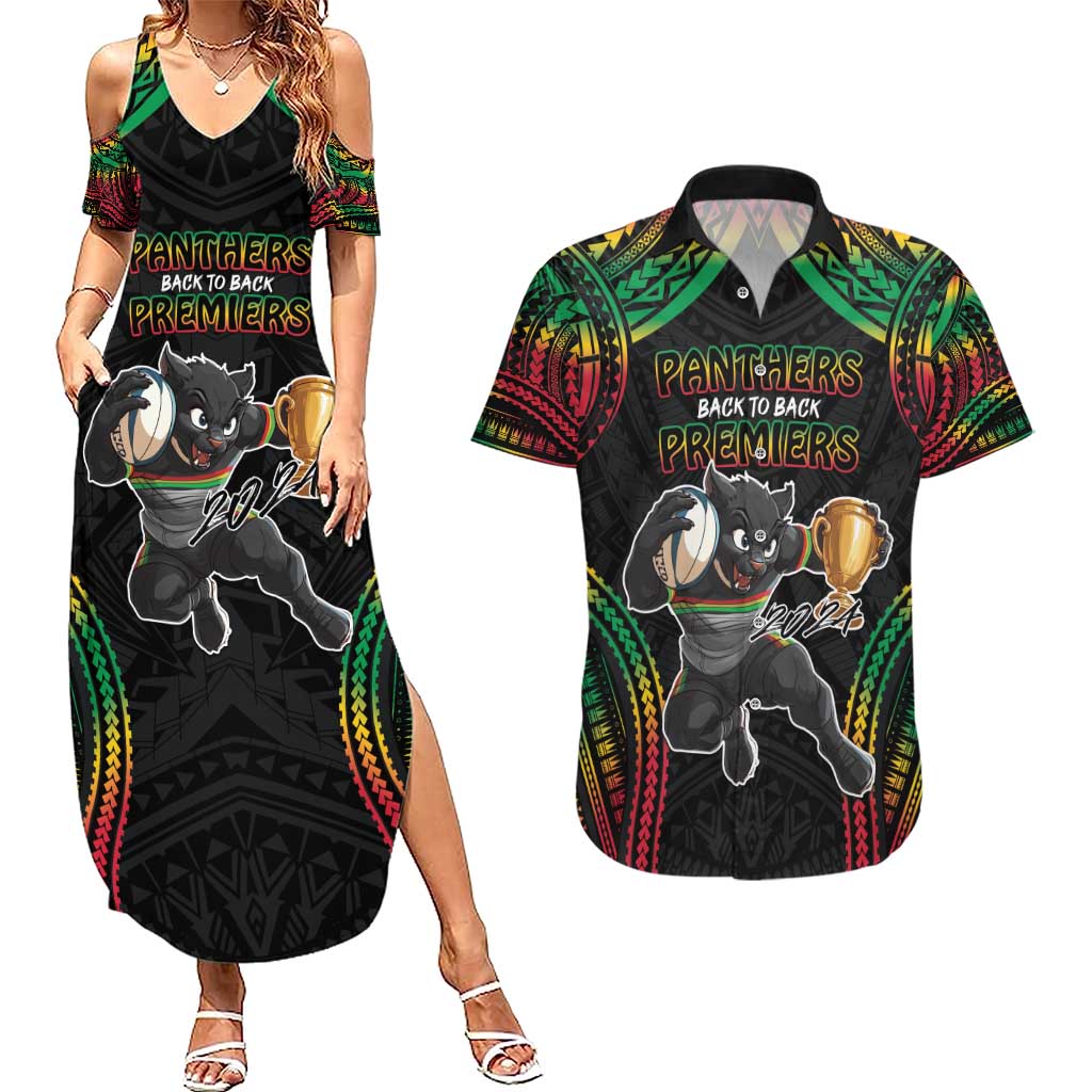 Custom Panthers Champion Grand Final 2024 Couples Matching Summer Maxi Dress and Hawaiian Shirt With Polynesian Style