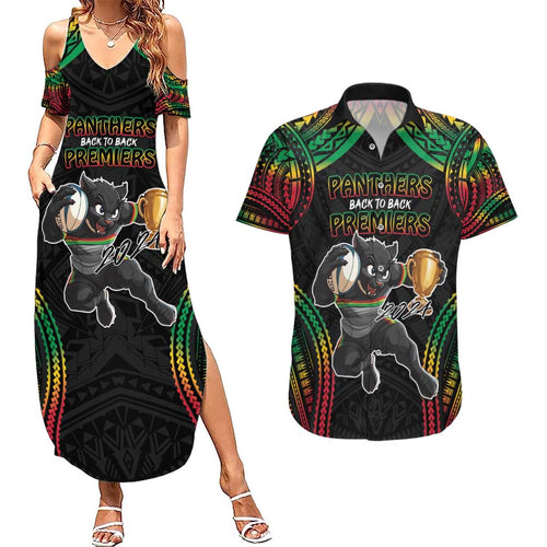 Custom Panthers Champion Grand Final 2024 Couples Matching Summer Maxi Dress and Hawaiian Shirt With Polynesian Style