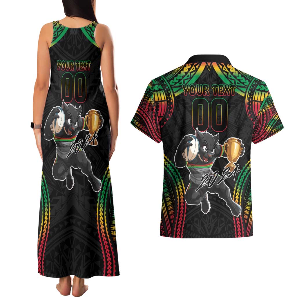 Custom Panthers Champion Grand Final 2024 Couples Matching Tank Maxi Dress and Hawaiian Shirt With Polynesian Style