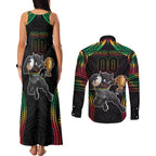 Custom Panthers Champion Grand Final 2024 Couples Matching Tank Maxi Dress and Long Sleeve Button Shirt With Polynesian Style