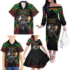 Custom Panthers Champion Grand Final 2024 Family Matching Off The Shoulder Long Sleeve Dress and Hawaiian Shirt With Polynesian Style