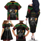 Custom Panthers Champion Grand Final 2024 Family Matching Off The Shoulder Long Sleeve Dress and Hawaiian Shirt With Polynesian Style