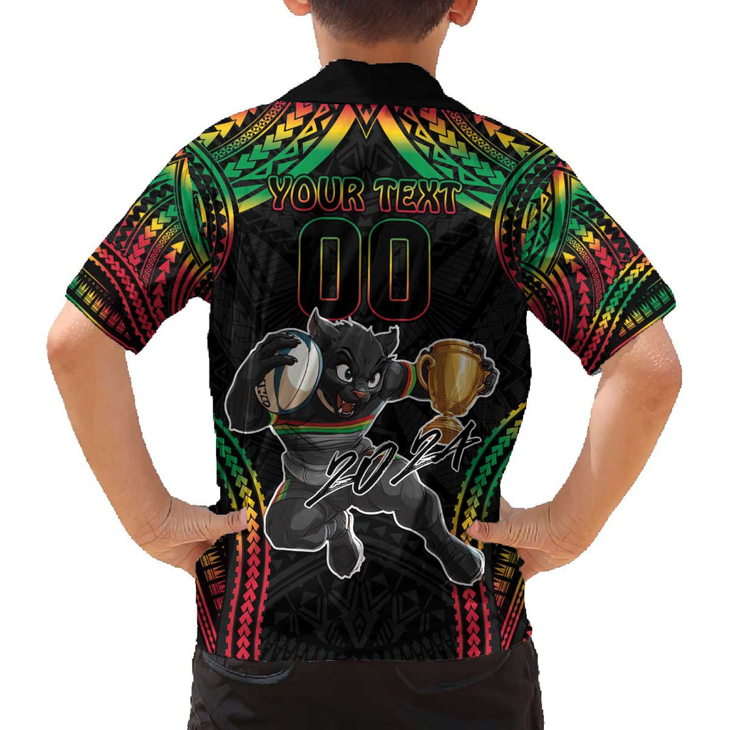 Custom Panthers Champion Grand Final 2024 Family Matching Off Shoulder Short Dress and Hawaiian Shirt With Polynesian Style