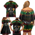Custom Panthers Champion Grand Final 2024 Family Matching Off Shoulder Short Dress and Hawaiian Shirt With Polynesian Style