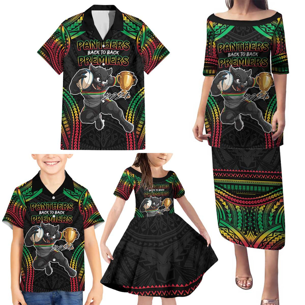 Custom Panthers Champion Grand Final 2024 Family Matching Puletasi and Hawaiian Shirt With Polynesian Style