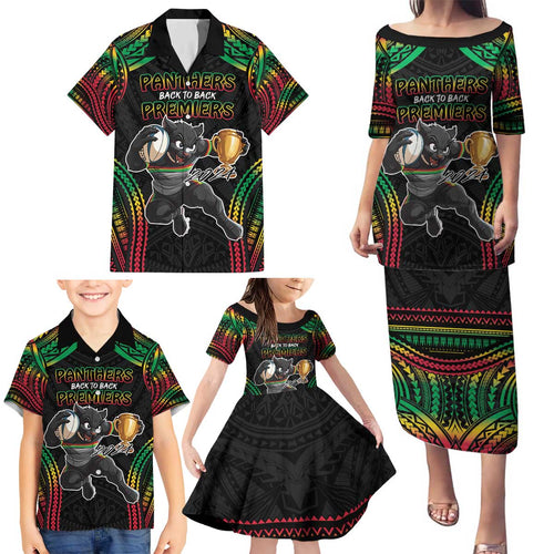 Custom Panthers Champion Grand Final 2024 Family Matching Puletasi and Hawaiian Shirt With Polynesian Style