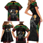 Custom Panthers Champion Grand Final 2024 Family Matching Short Sleeve Bodycon Dress and Hawaiian Shirt With Polynesian Style