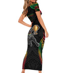 Custom Panthers Champion Grand Final 2024 Family Matching Short Sleeve Bodycon Dress and Hawaiian Shirt With Polynesian Style