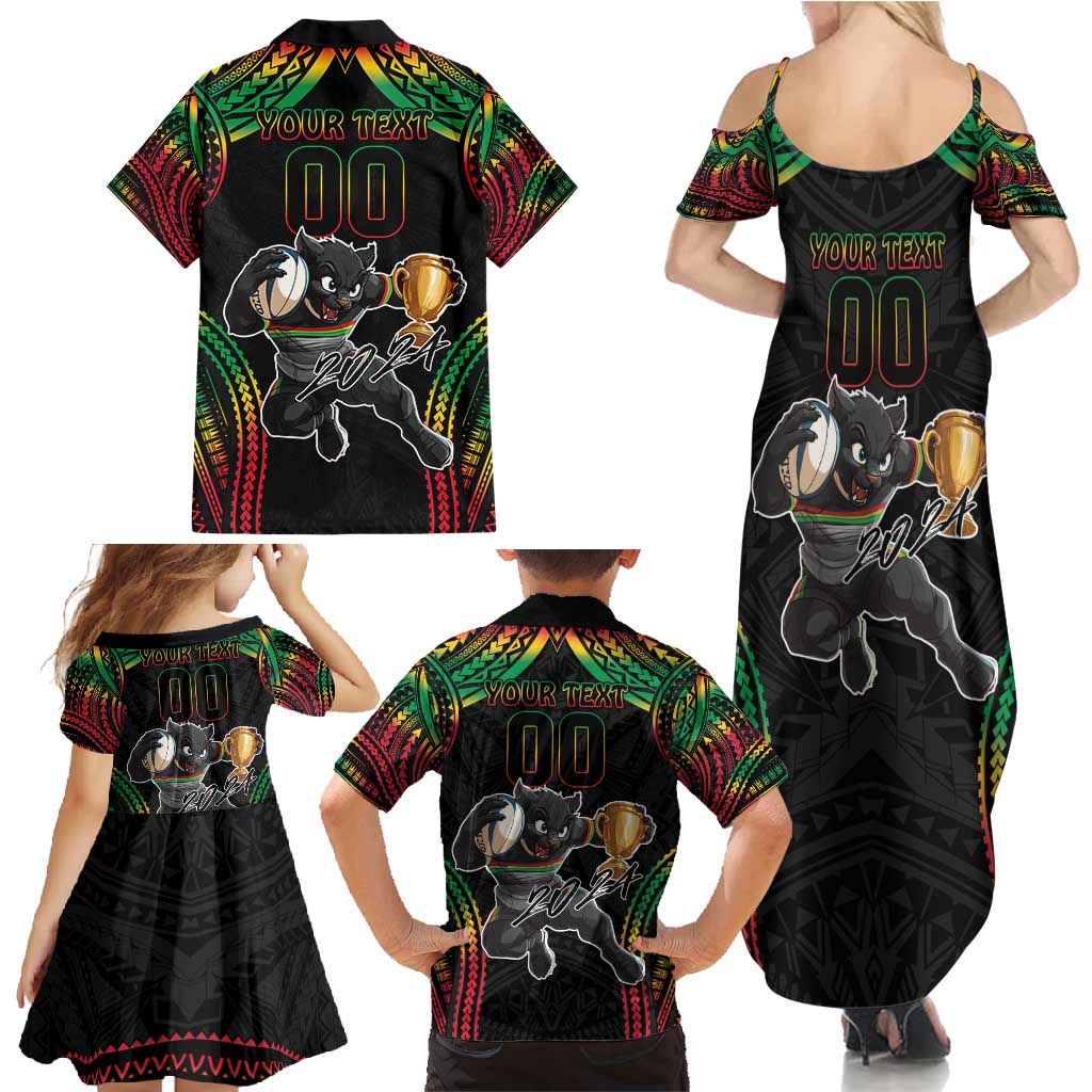 Custom Panthers Champion Grand Final 2024 Family Matching Summer Maxi Dress and Hawaiian Shirt With Polynesian Style