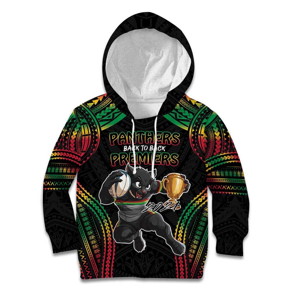 Custom Panthers Champion Grand Final 2024 Kid Hoodie With Polynesian Style