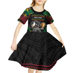 Custom Panthers Champion Grand Final 2024 Kid Short Sleeve Dress With Polynesian Style