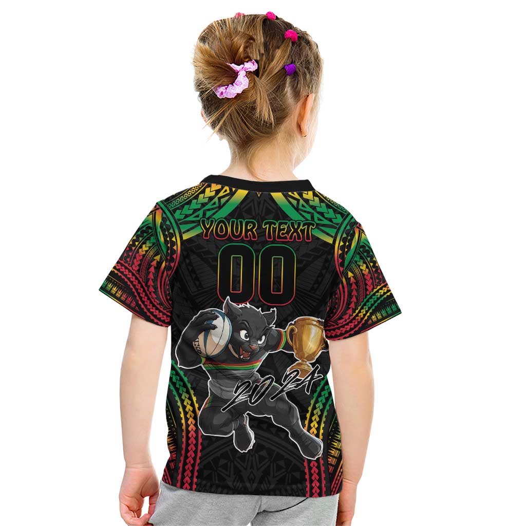 Custom Panthers Champion Grand Final 2024 Kid T Shirt With Polynesian Style
