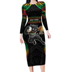 Custom Panthers Champion Grand Final 2024 Long Sleeve Bodycon Dress With Polynesian Style