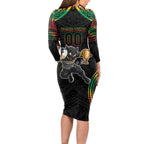 Custom Panthers Champion Grand Final 2024 Long Sleeve Bodycon Dress With Polynesian Style