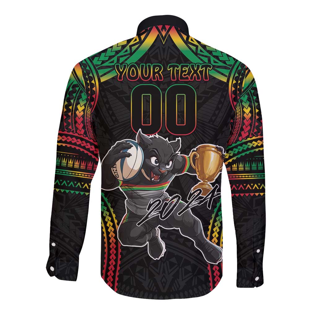 Custom Panthers Champion Grand Final 2024 Long Sleeve Button Shirt With Polynesian Style