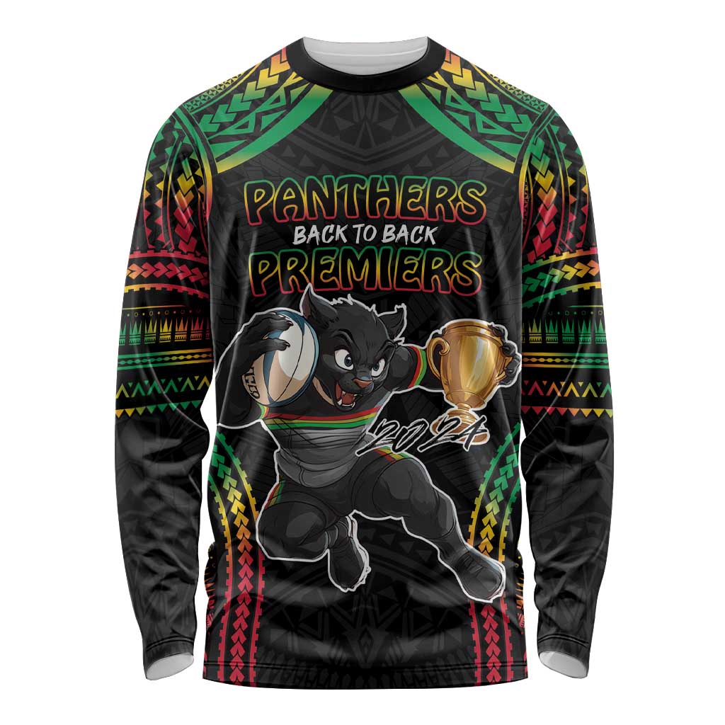 Custom Panthers Champion Grand Final 2024 Long Sleeve Shirt With Polynesian Style