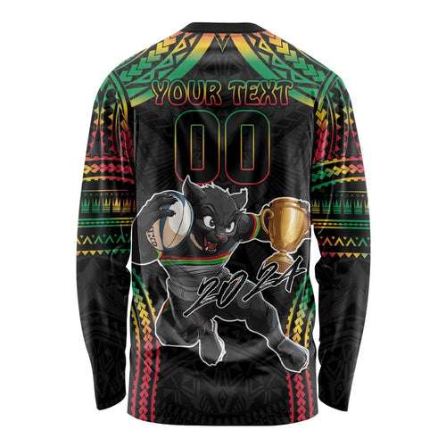 Custom Panthers Champion Grand Final 2024 Long Sleeve Shirt With Polynesian Style