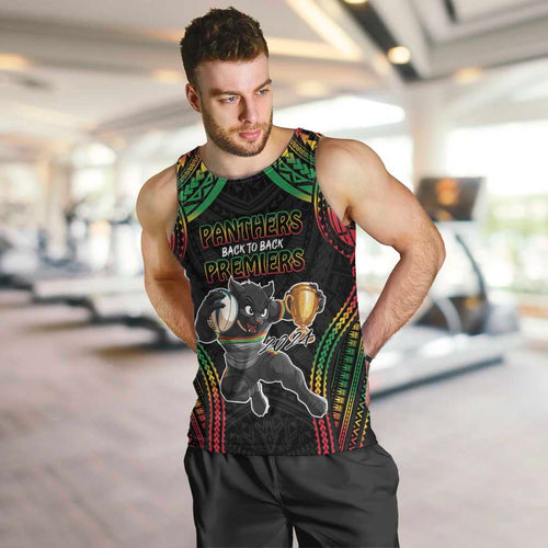 Custom Panthers Champion Grand Final 2024 Men Tank Top With Polynesian Style