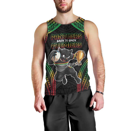 Custom Panthers Champion Grand Final 2024 Men Tank Top With Polynesian Style