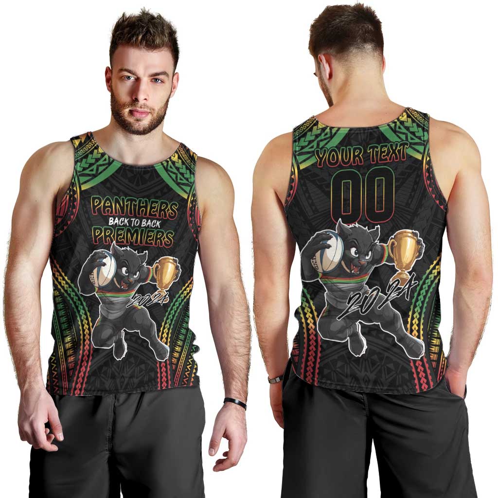 Custom Panthers Champion Grand Final 2024 Men Tank Top With Polynesian Style