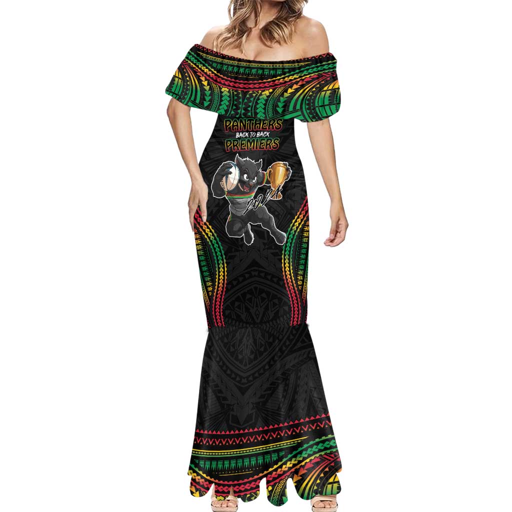 Custom Panthers Champion Grand Final 2024 Mermaid Dress With Polynesian Style