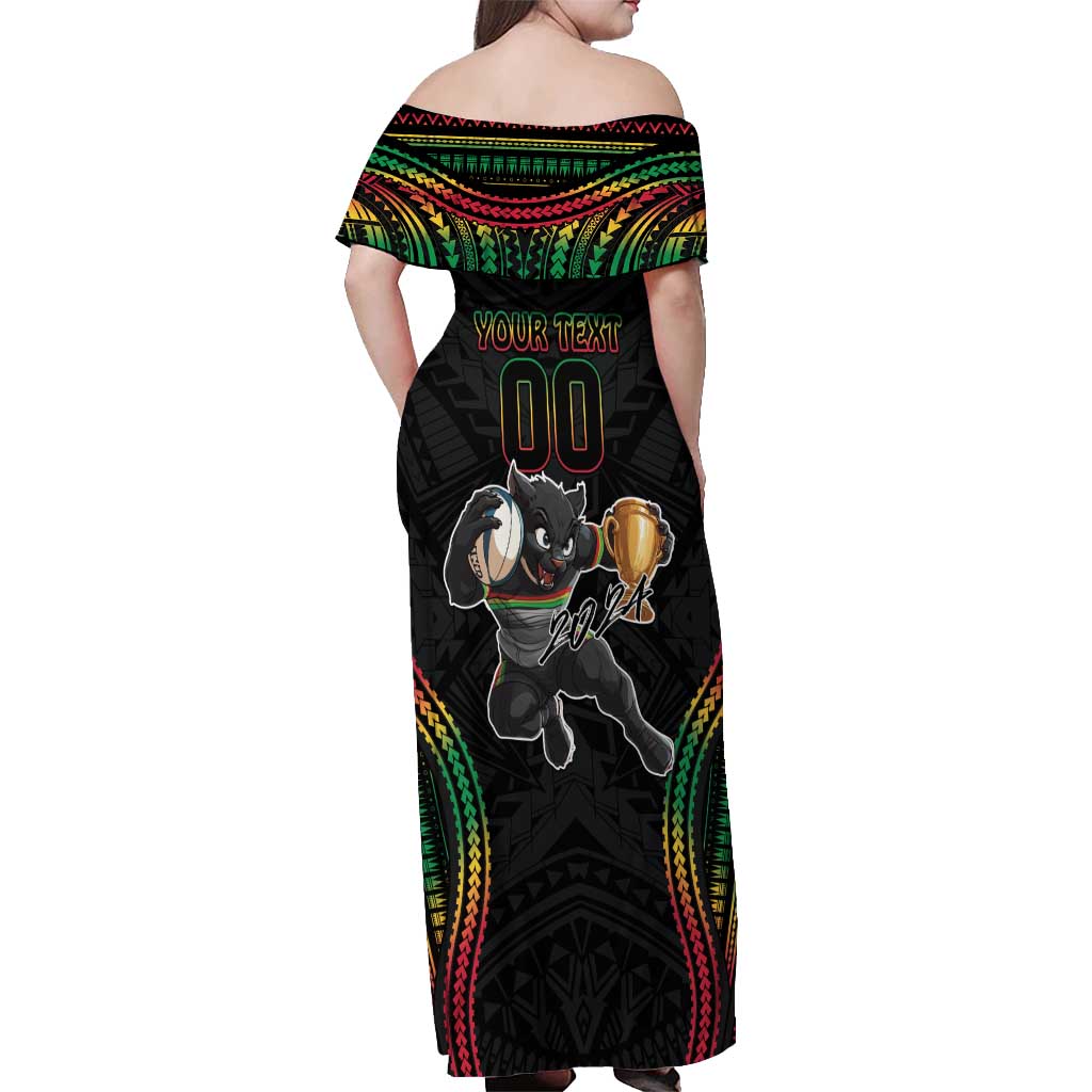 Custom Panthers Champion Grand Final 2024 Off Shoulder Maxi Dress With Polynesian Style