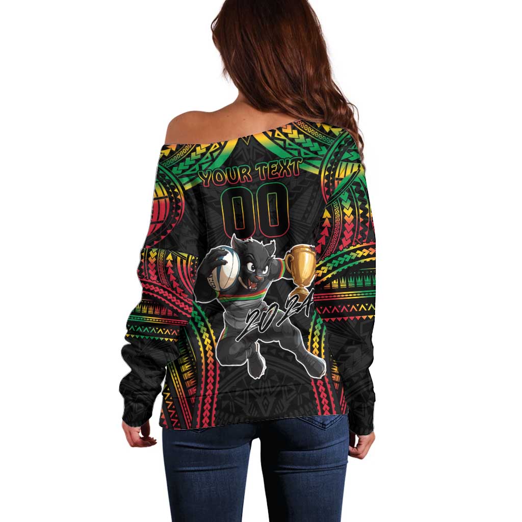 Custom Panthers Champion Grand Final 2024 Off Shoulder Sweater With Polynesian Style