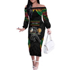 Custom Panthers Champion Grand Final 2024 Off The Shoulder Long Sleeve Dress With Polynesian Style