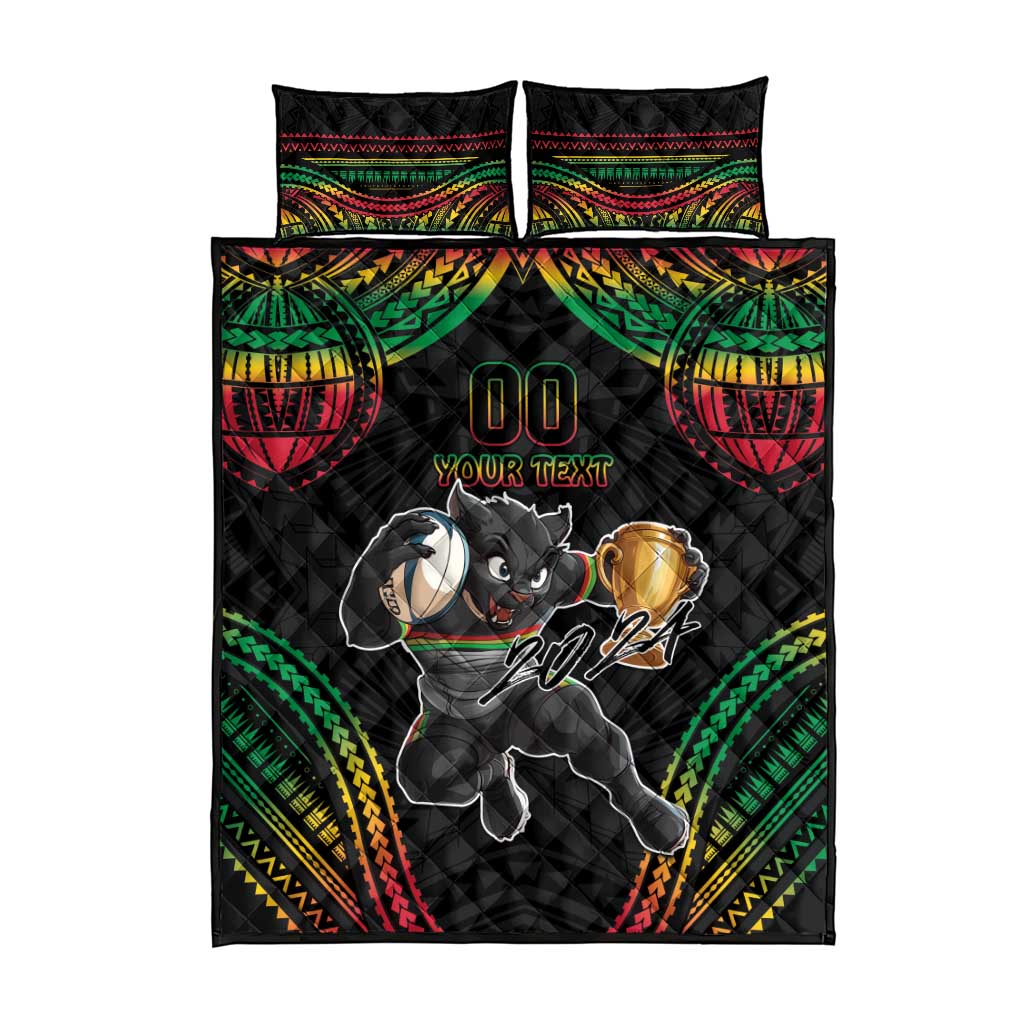 Custom Panthers Champion Grand Final 2024 Quilt Bed Set With Polynesian Style