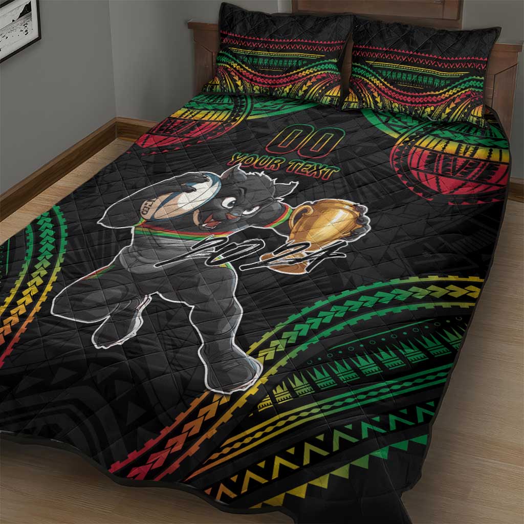 Custom Panthers Champion Grand Final 2024 Quilt Bed Set With Polynesian Style