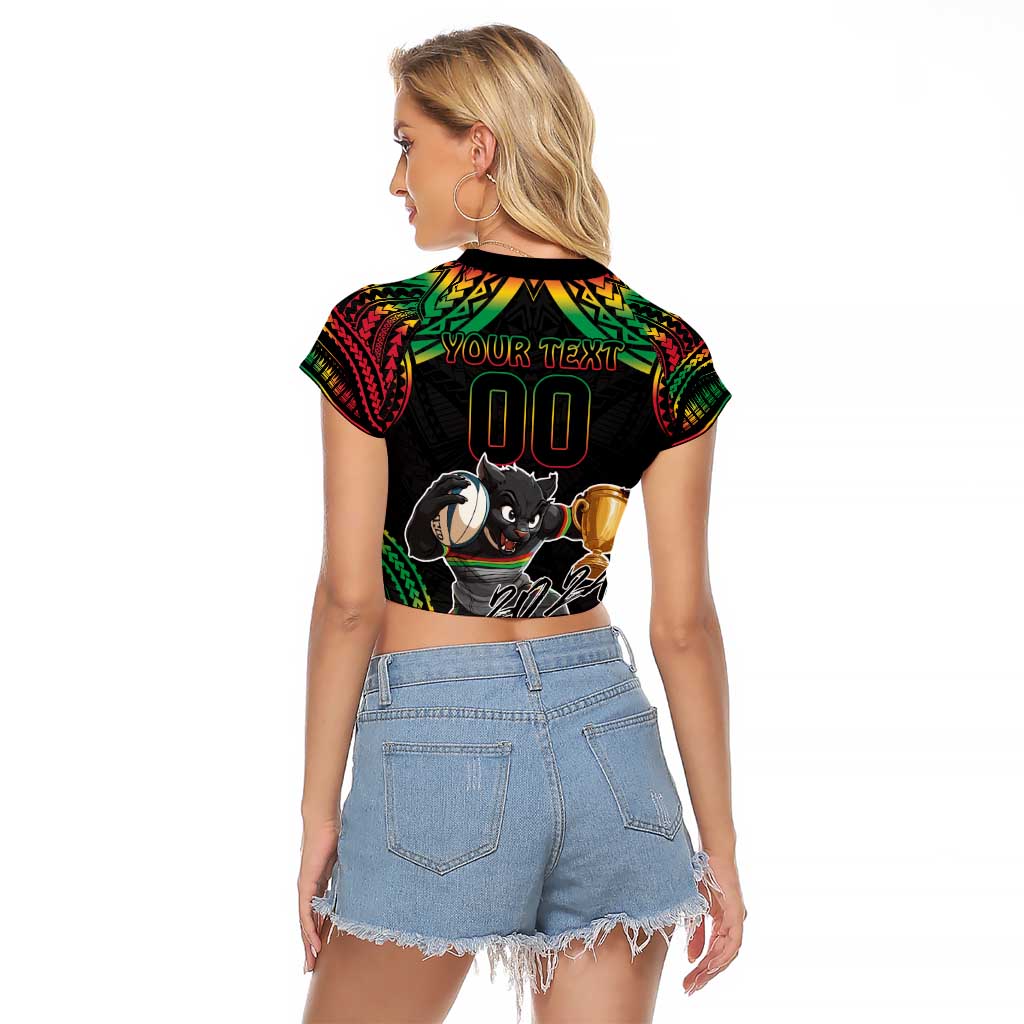 Custom Panthers Champion Grand Final 2024 Raglan Cropped T Shirt With Polynesian Style