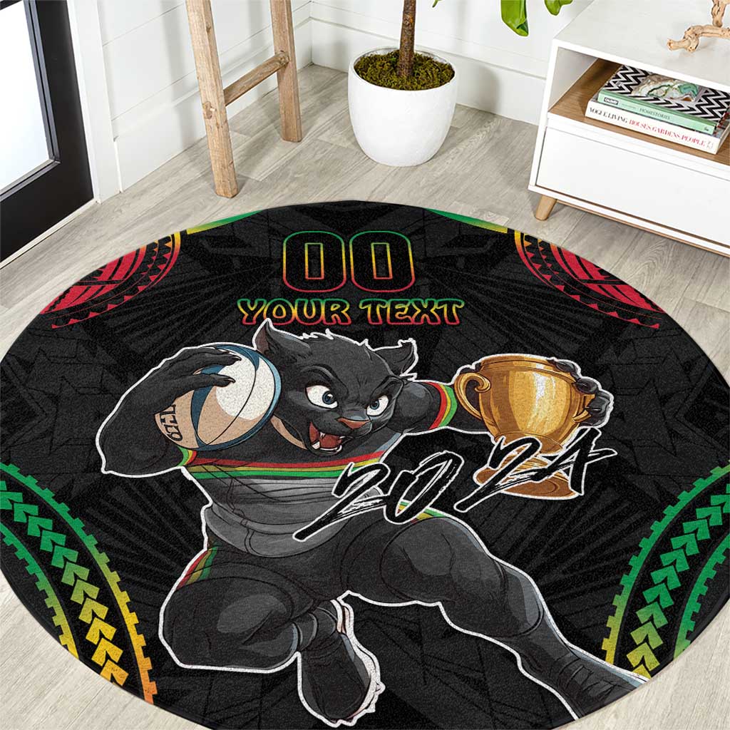 Custom Panthers Champion Grand Final 2024 Round Carpet With Polynesian Style