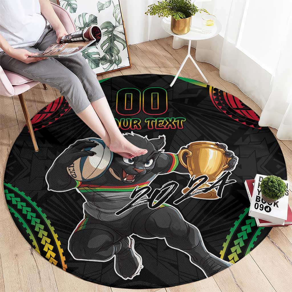 Custom Panthers Champion Grand Final 2024 Round Carpet With Polynesian Style