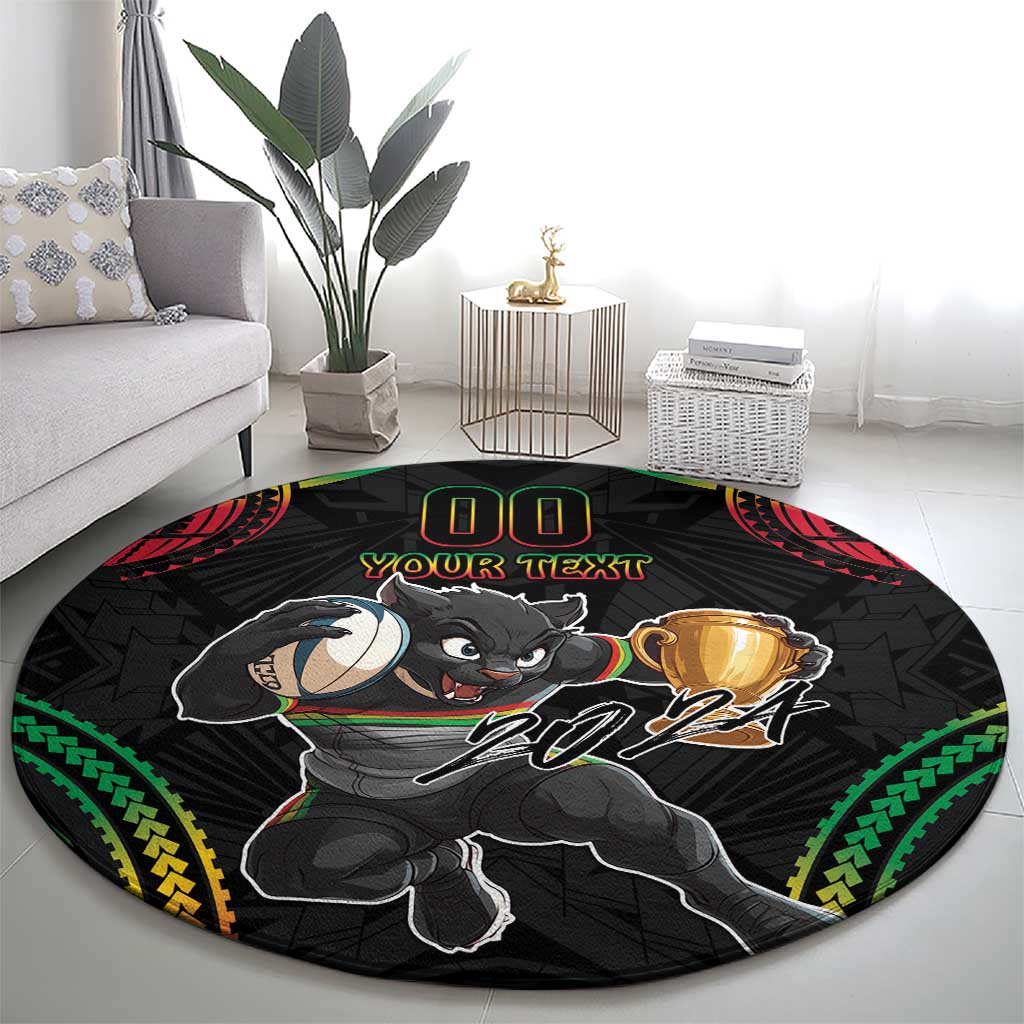 Custom Panthers Champion Grand Final 2024 Round Carpet With Polynesian Style
