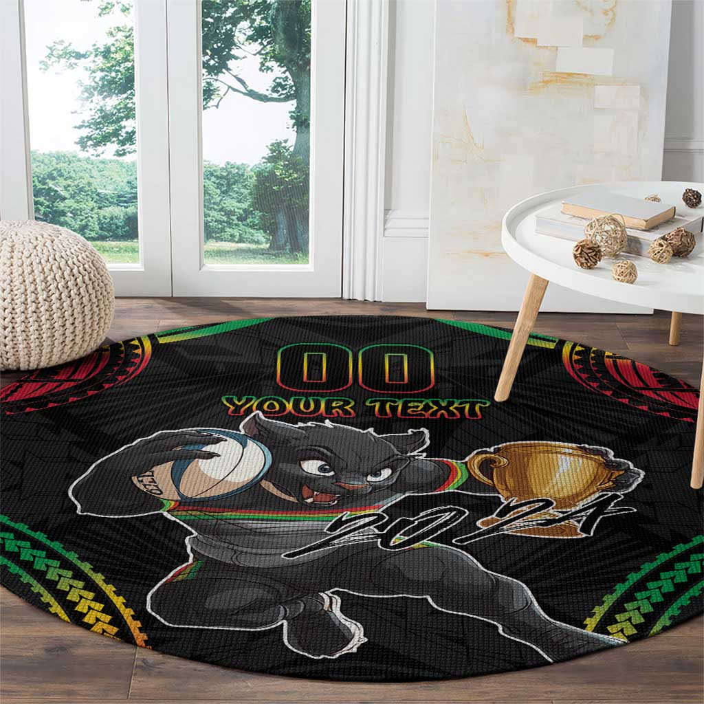 Custom Panthers Champion Grand Final 2024 Round Carpet With Polynesian Style