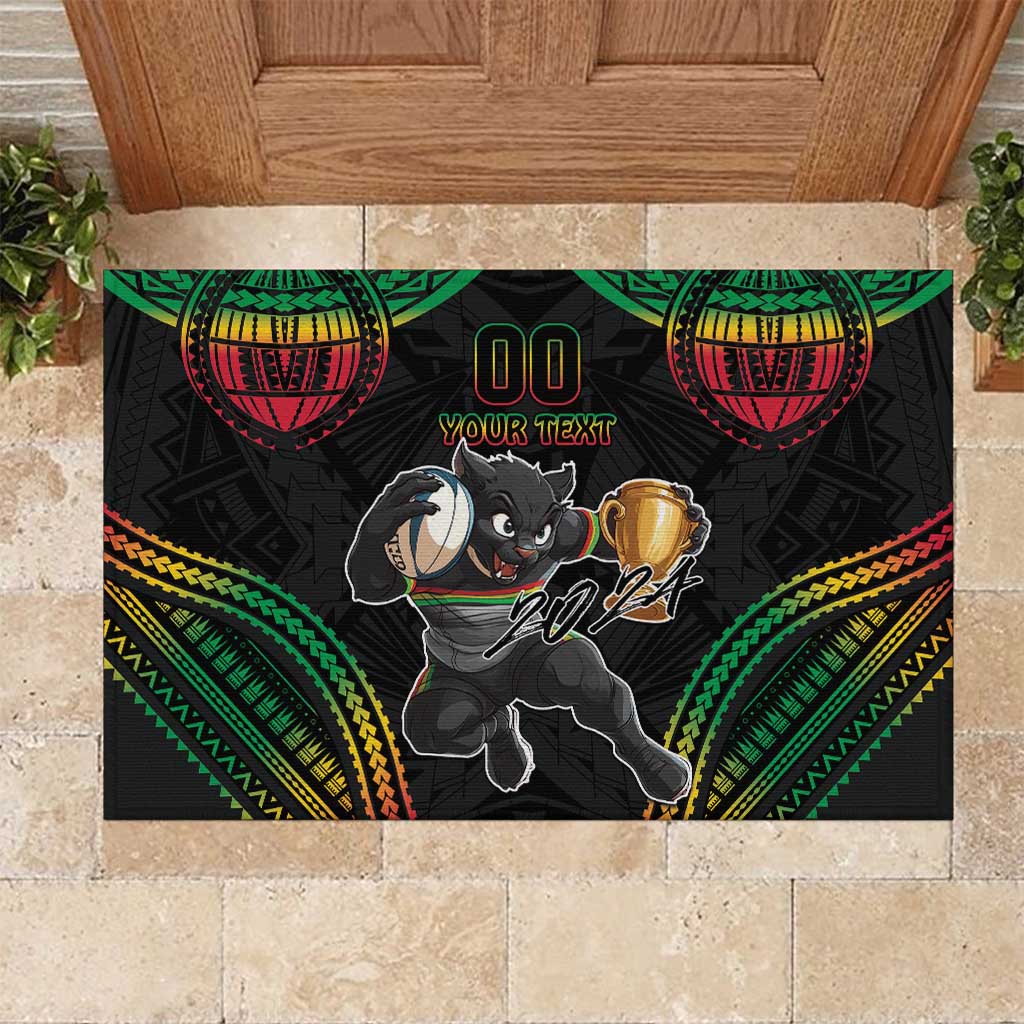 Custom Panthers Champion Grand Final 2024 Rubber Doormat With Polynesian Style