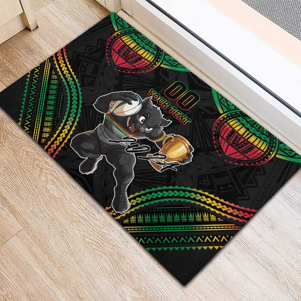 Custom Panthers Champion Grand Final 2024 Rubber Doormat With Polynesian Style
