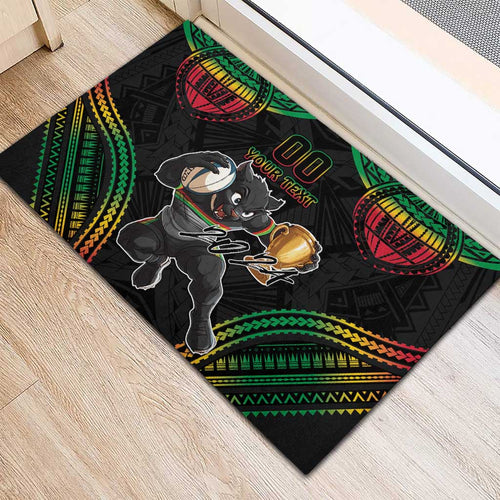 Custom Panthers Champion Grand Final 2024 Rubber Doormat With Polynesian Style
