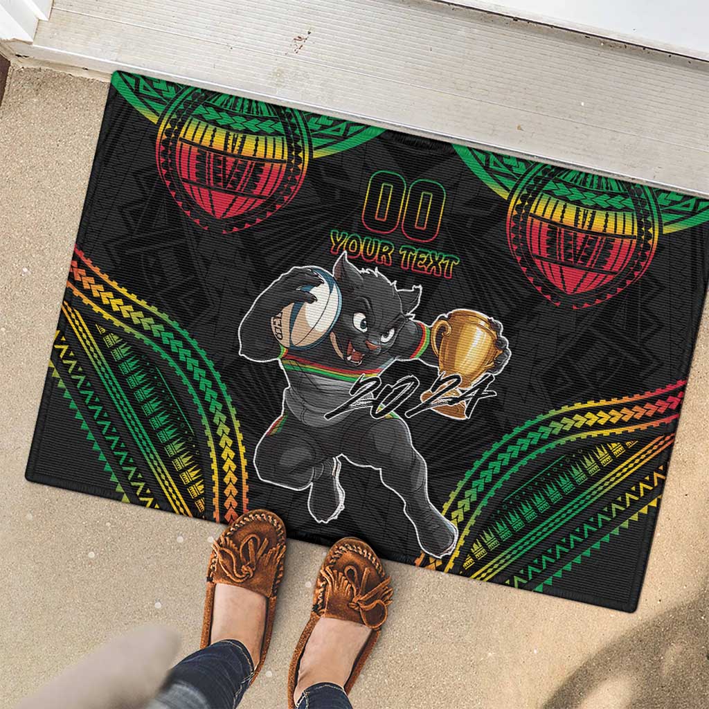 Custom Panthers Champion Grand Final 2024 Rubber Doormat With Polynesian Style