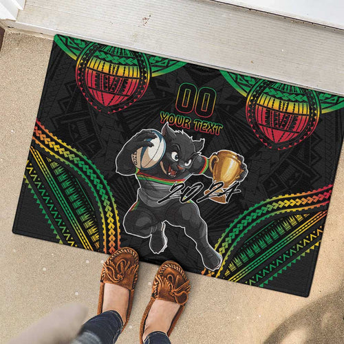Custom Panthers Champion Grand Final 2024 Rubber Doormat With Polynesian Style