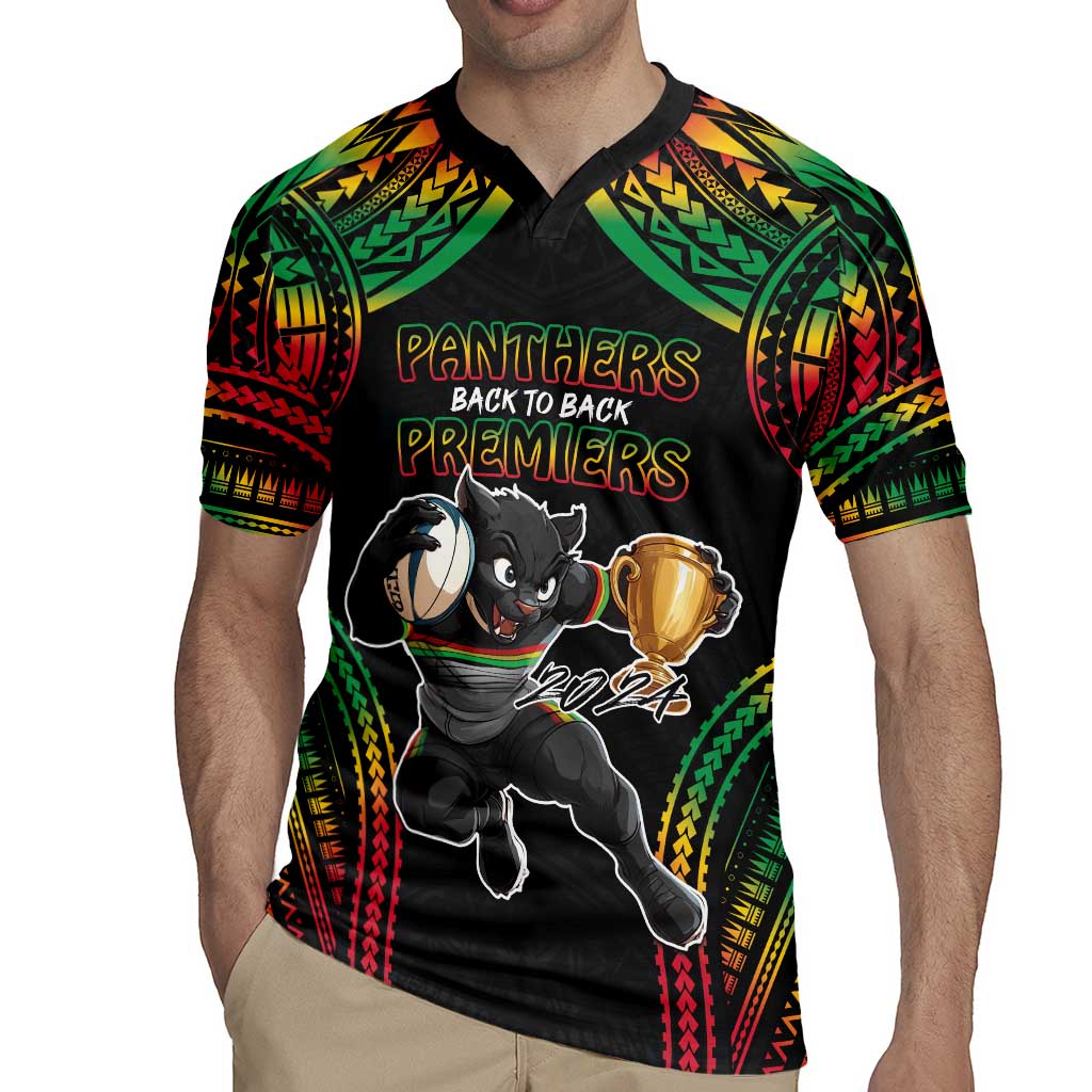 Custom Panthers Champion Grand Final 2024 Rugby Jersey With Polynesian Style