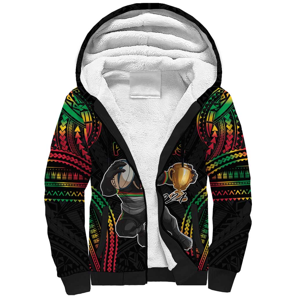 Custom Panthers Champion Grand Final 2024 Sherpa Hoodie With Polynesian Style