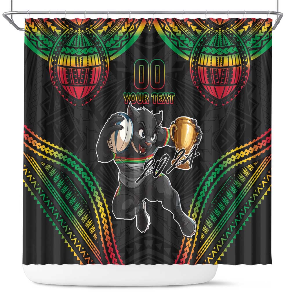Custom Panthers Champion Grand Final 2024 Shower Curtain With Polynesian Style