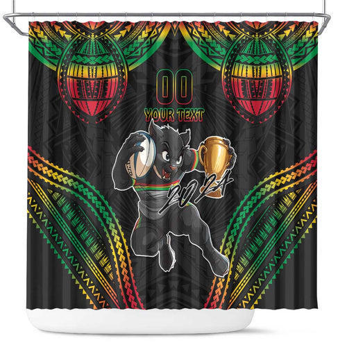 Custom Panthers Champion Grand Final 2024 Shower Curtain With Polynesian Style