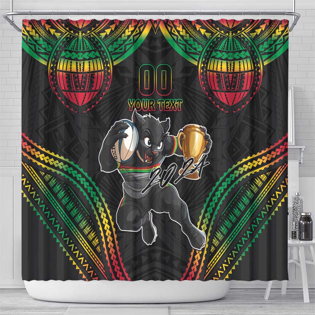 Custom Panthers Champion Grand Final 2024 Shower Curtain With Polynesian Style