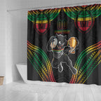 Custom Panthers Champion Grand Final 2024 Shower Curtain With Polynesian Style