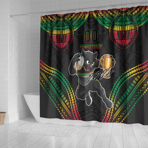 Custom Panthers Champion Grand Final 2024 Shower Curtain With Polynesian Style